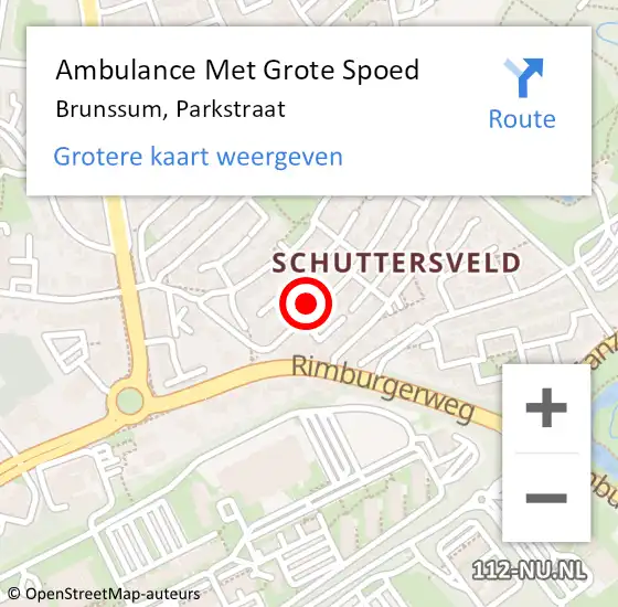 Locatie op kaart van de 112 melding: Ambulance Met Grote Spoed Naar Brunssum, Parkstraat op 9 april 2014 00:34