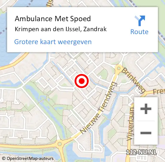 Locatie op kaart van de 112 melding: Ambulance Met Spoed Naar Krimpen aan den IJssel, Zandrak op 28 juli 2019 10:17