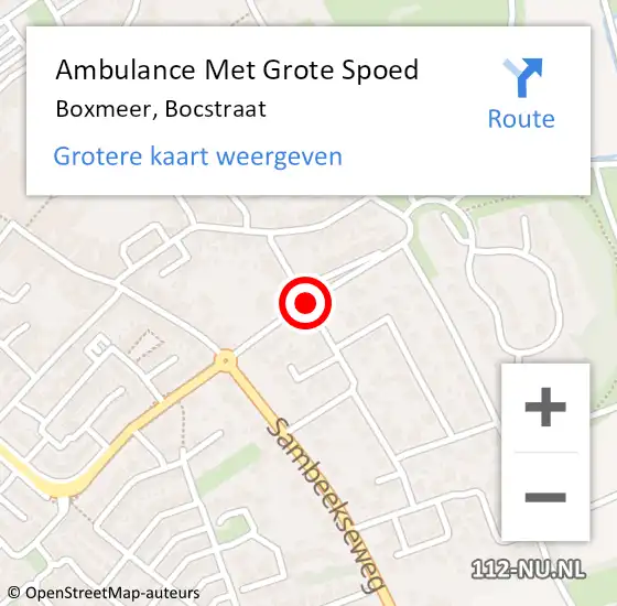 Locatie op kaart van de 112 melding: Ambulance Met Grote Spoed Naar Boxmeer, Bocstraat op 28 juli 2019 10:27