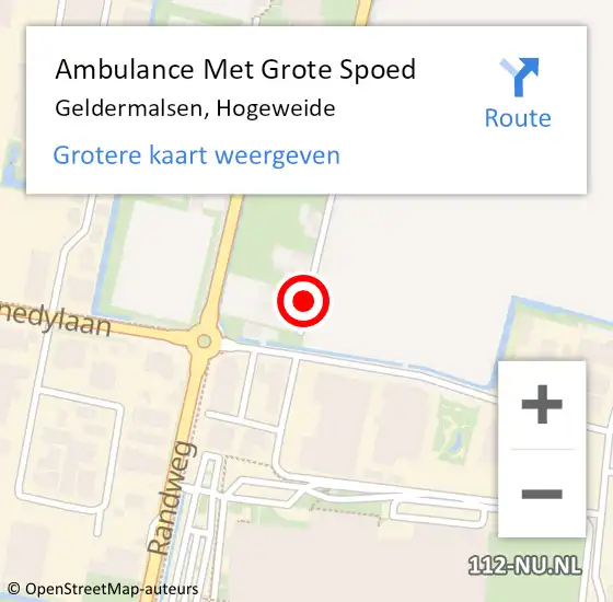 Locatie op kaart van de 112 melding: Ambulance Met Grote Spoed Naar Geldermalsen, Hogeweide op 28 juli 2019 10:55