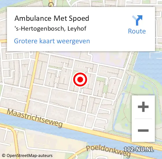 Locatie op kaart van de 112 melding: Ambulance Met Spoed Naar 's-Hertogenbosch, Leyhof op 28 juli 2019 10:57