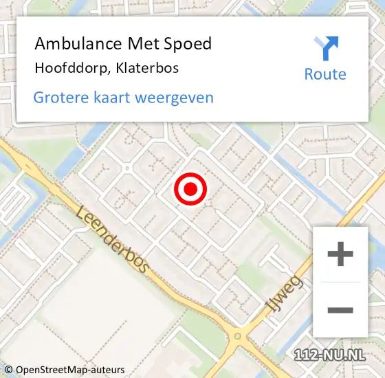 Locatie op kaart van de 112 melding: Ambulance Met Spoed Naar Hoofddorp, Klaterbos op 28 juli 2019 11:07