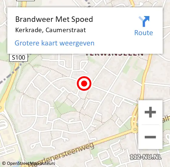 Locatie op kaart van de 112 melding: Brandweer Met Spoed Naar Kerkrade, Caumerstraat op 28 juli 2019 11:58