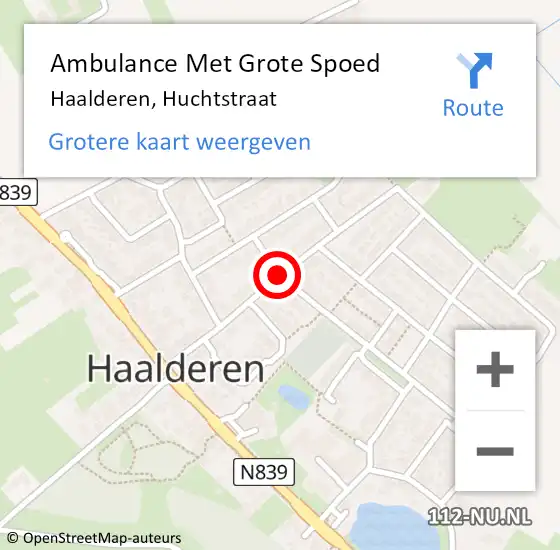 Locatie op kaart van de 112 melding: Ambulance Met Grote Spoed Naar Haalderen, Huchtstraat op 28 juli 2019 13:07