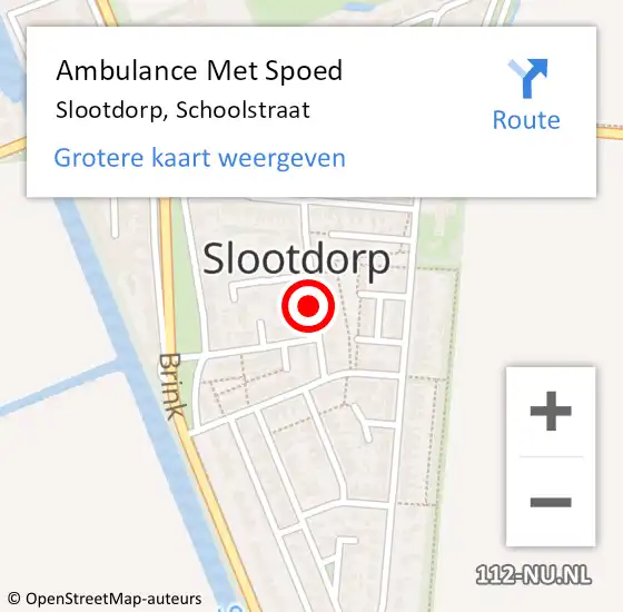 Locatie op kaart van de 112 melding: Ambulance Met Spoed Naar Slootdorp, Schoolstraat op 28 juli 2019 13:49