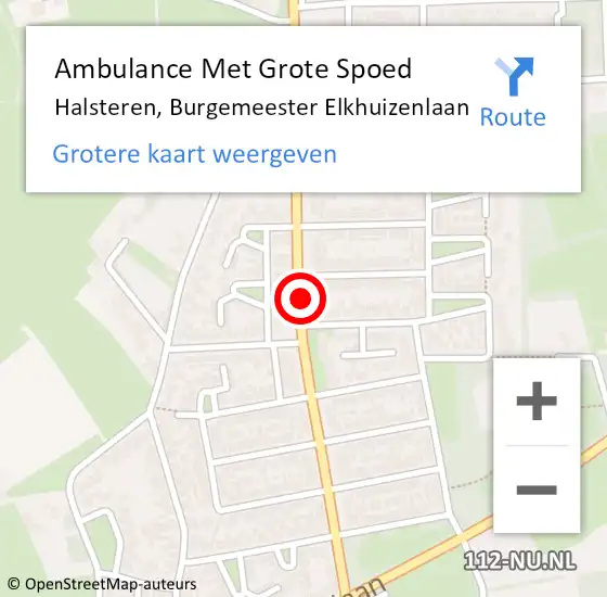 Locatie op kaart van de 112 melding: Ambulance Met Grote Spoed Naar Halsteren, Burg Elkhuizenlaan op 28 juli 2019 14:44