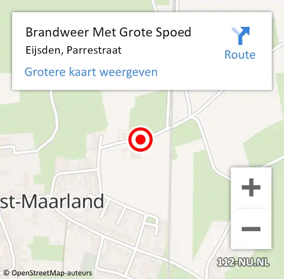 Locatie op kaart van de 112 melding: Brandweer Met Grote Spoed Naar Eijsden, Parrestraat op 28 juli 2019 14:44