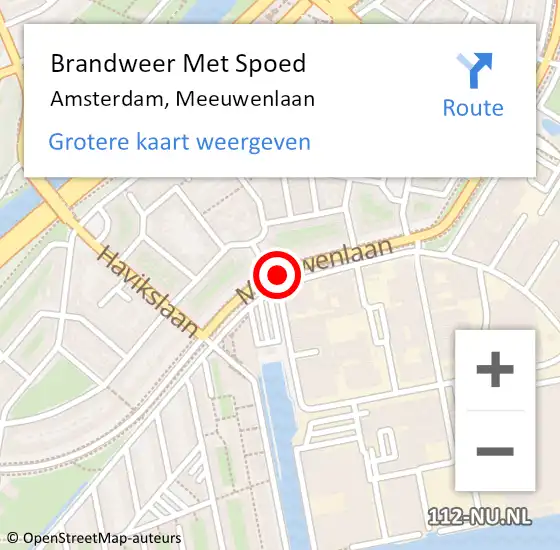 Locatie op kaart van de 112 melding: Brandweer Met Spoed Naar Amsterdam, Meeuwenlaan op 28 juli 2019 14:48
