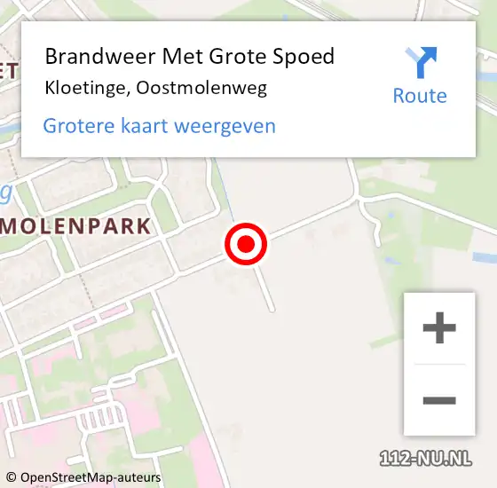Locatie op kaart van de 112 melding: Brandweer Met Grote Spoed Naar Kloetinge, Oostmolenweg op 28 juli 2019 15:24