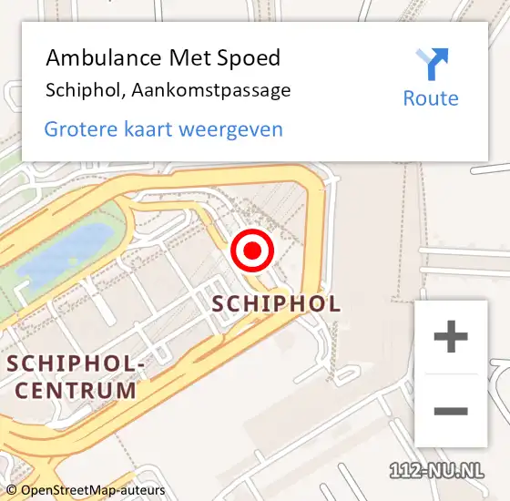 Locatie op kaart van de 112 melding: Ambulance Met Spoed Naar Schiphol, Aankomstpassage op 28 juli 2019 15:26