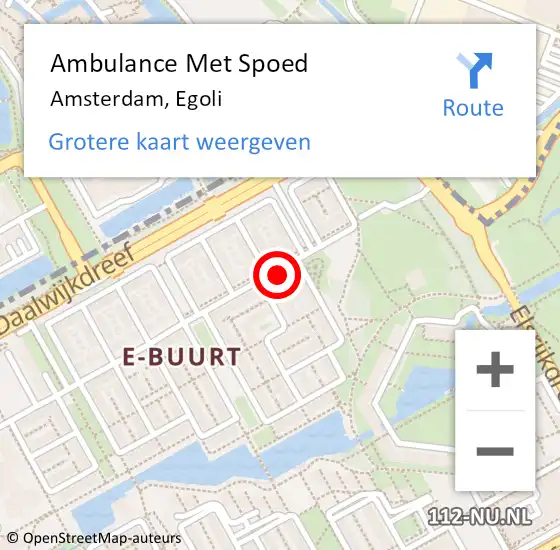 Locatie op kaart van de 112 melding: Ambulance Met Spoed Naar Amsterdam, Egoli op 28 juli 2019 15:28