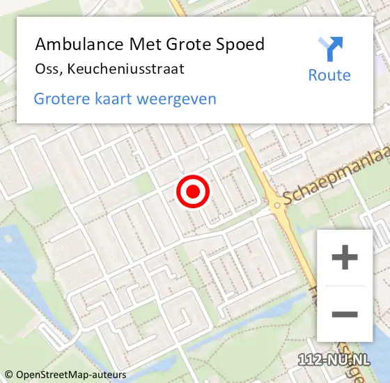 Locatie op kaart van de 112 melding: Ambulance Met Grote Spoed Naar Oss, Keucheniusstraat op 28 juli 2019 15:52