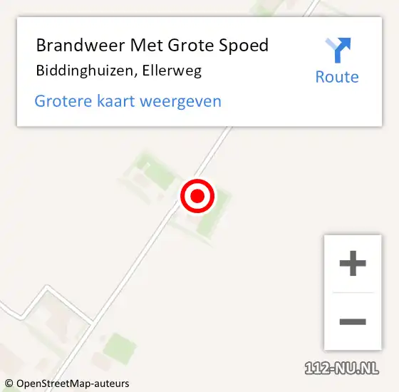 Locatie op kaart van de 112 melding: Brandweer Met Grote Spoed Naar Biddinghuizen, Ellerweg op 9 april 2014 03:03