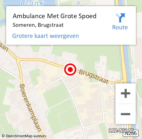 Locatie op kaart van de 112 melding: Ambulance Met Grote Spoed Naar Someren, Brugstraat op 28 juli 2019 17:08