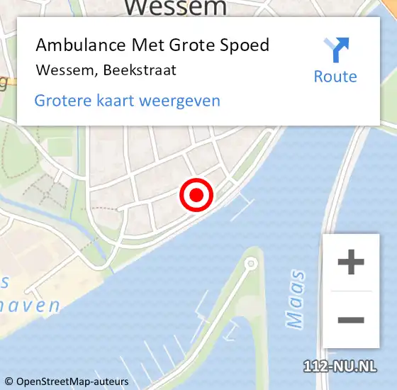 Locatie op kaart van de 112 melding: Ambulance Met Grote Spoed Naar Wessem, Beekstraat op 9 april 2014 03:12