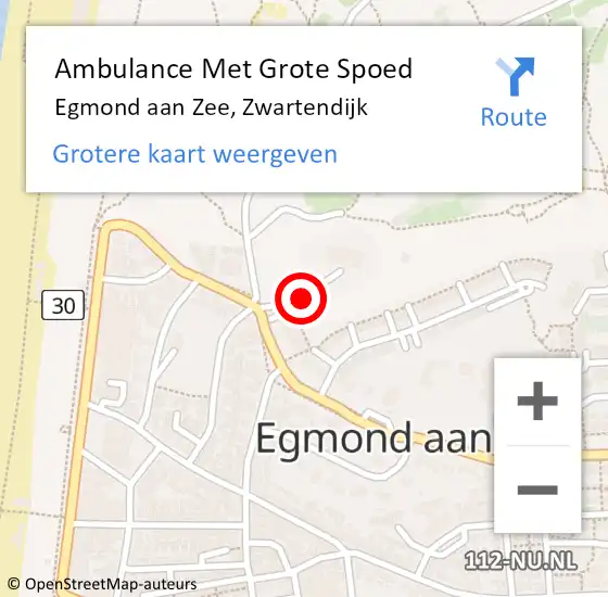 Locatie op kaart van de 112 melding: Ambulance Met Grote Spoed Naar Egmond aan Zee, Zwartendijk op 28 juli 2019 17:55