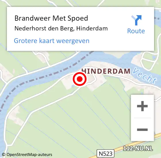 Locatie op kaart van de 112 melding: Brandweer Met Spoed Naar Nederhorst den Berg, Hinderdam op 28 juli 2019 18:39