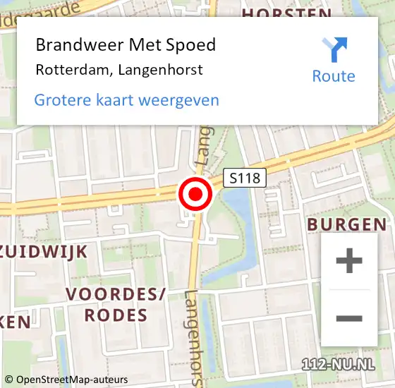 Locatie op kaart van de 112 melding: Brandweer Met Spoed Naar Rotterdam, Langenhorst op 28 juli 2019 19:04