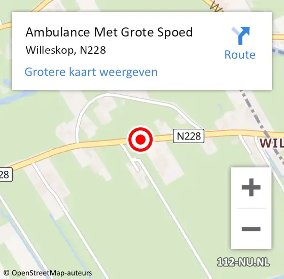 Locatie op kaart van de 112 melding: Ambulance Met Grote Spoed Naar Willeskop, N228 op 28 juli 2019 19:48