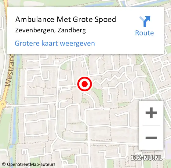 Locatie op kaart van de 112 melding: Ambulance Met Grote Spoed Naar Zevenbergen, Zandberg op 28 juli 2019 20:10