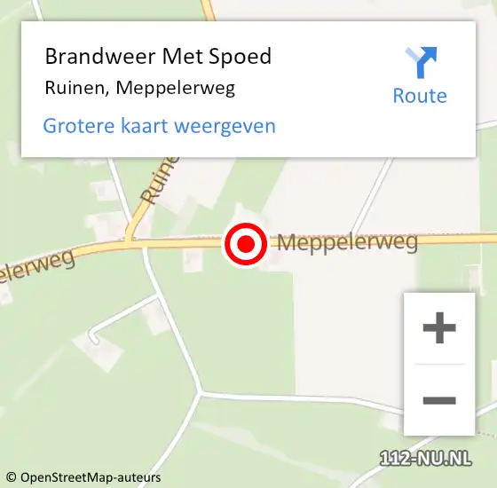 Locatie op kaart van de 112 melding: Brandweer Met Spoed Naar Ruinen, Meppelerweg op 28 juli 2019 20:16