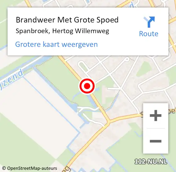Locatie op kaart van de 112 melding: Brandweer Met Grote Spoed Naar Spanbroek, Hertog Willemweg op 28 juli 2019 20:43