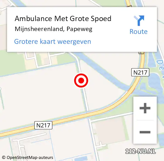 Locatie op kaart van de 112 melding: Ambulance Met Grote Spoed Naar Mijnsheerenland, Papeweg op 28 juli 2019 22:47