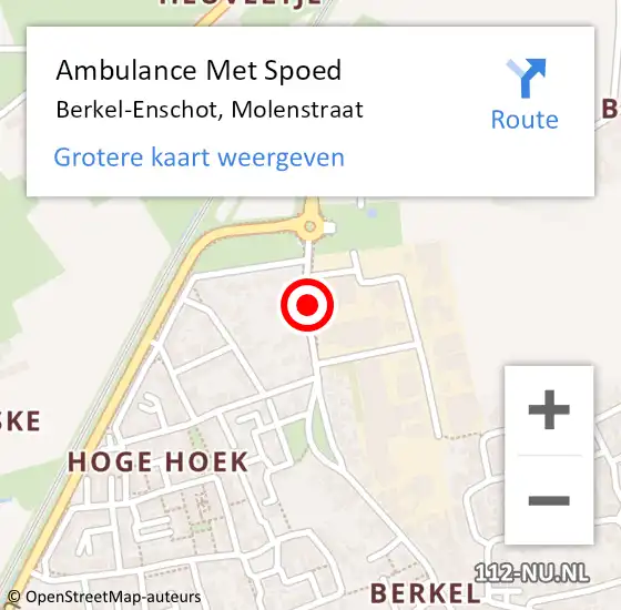 Locatie op kaart van de 112 melding: Ambulance Met Spoed Naar Berkel-Enschot, Molenstraat op 28 juli 2019 22:54