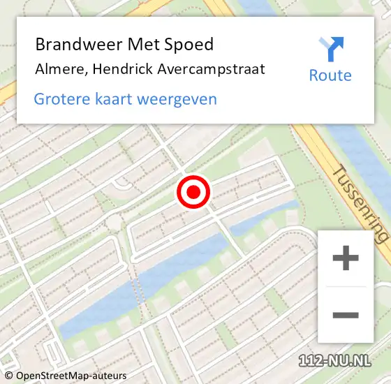 Locatie op kaart van de 112 melding: Brandweer Met Spoed Naar Almere, Hendrick Avercampstraat op 28 juli 2019 23:04