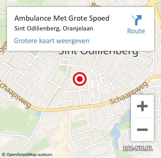 Locatie op kaart van de 112 melding: Ambulance Met Grote Spoed Naar Sint Odilienberg, Oranjelaan op 28 juli 2019 23:55