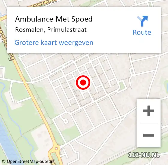 Locatie op kaart van de 112 melding: Ambulance Met Spoed Naar Rosmalen, Primulastraat op 28 juli 2019 23:57