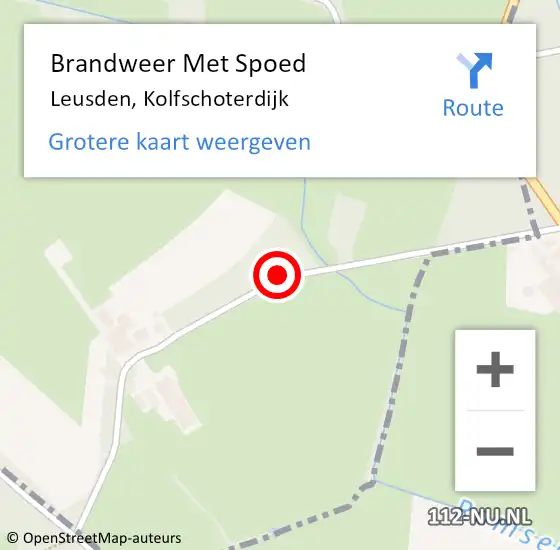 Locatie op kaart van de 112 melding: Brandweer Met Spoed Naar Leusden, Kolfschoterdijk op 29 juli 2019 00:47