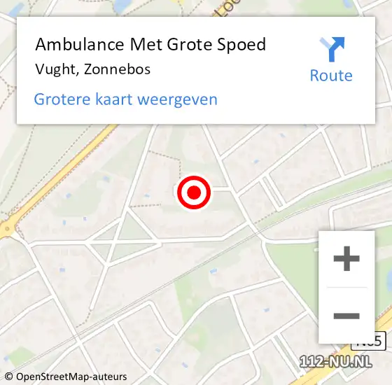 Locatie op kaart van de 112 melding: Ambulance Met Grote Spoed Naar Vught, Zonnebos op 9 april 2014 06:00