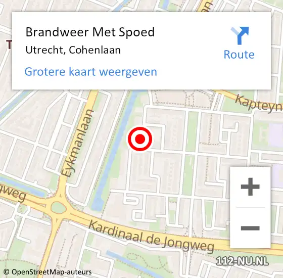 Locatie op kaart van de 112 melding: Brandweer Met Spoed Naar Utrecht, Cohenlaan op 29 juli 2019 02:46