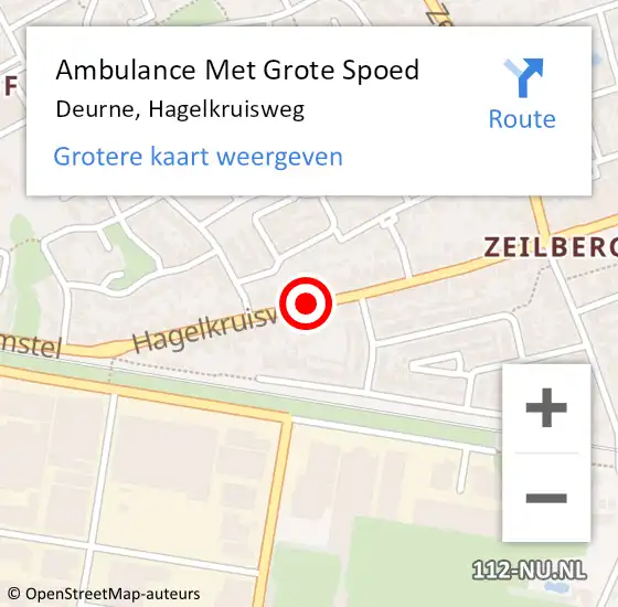 Locatie op kaart van de 112 melding: Ambulance Met Grote Spoed Naar Deurne, Hagelkruisweg op 29 juli 2019 04:16