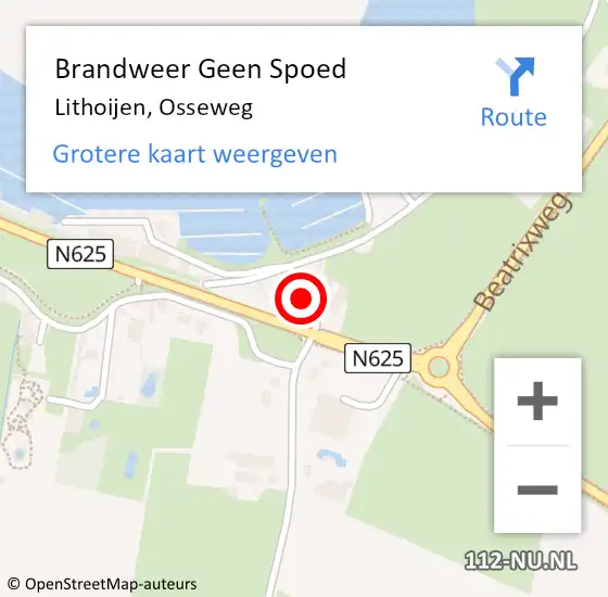 Locatie op kaart van de 112 melding: Brandweer Geen Spoed Naar Lithoijen, Osseweg op 29 juli 2019 04:52