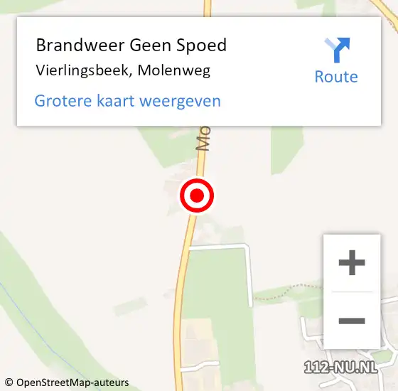 Locatie op kaart van de 112 melding: Brandweer Geen Spoed Naar Vierlingsbeek, Molenweg op 29 juli 2019 09:49