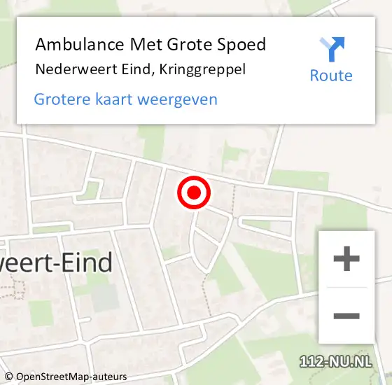 Locatie op kaart van de 112 melding: Ambulance Met Grote Spoed Naar Nederweert Eind, Kringgreppel op 9 april 2014 07:33