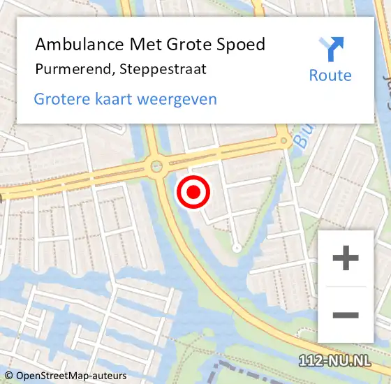 Locatie op kaart van de 112 melding: Ambulance Met Grote Spoed Naar Purmerend, Steppestraat op 29 juli 2019 10:46