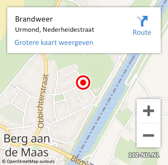 Locatie op kaart van de 112 melding: Brandweer Urmond, Nederheidestraat op 9 april 2014 07:42