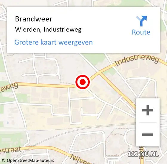 Locatie op kaart van de 112 melding: Brandweer Wierden, Industrieweg op 29 juli 2019 11:30