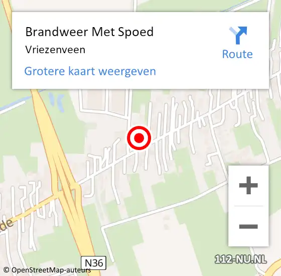 Locatie op kaart van de 112 melding: Brandweer Met Spoed Naar Vriezenveen op 29 juli 2019 12:18