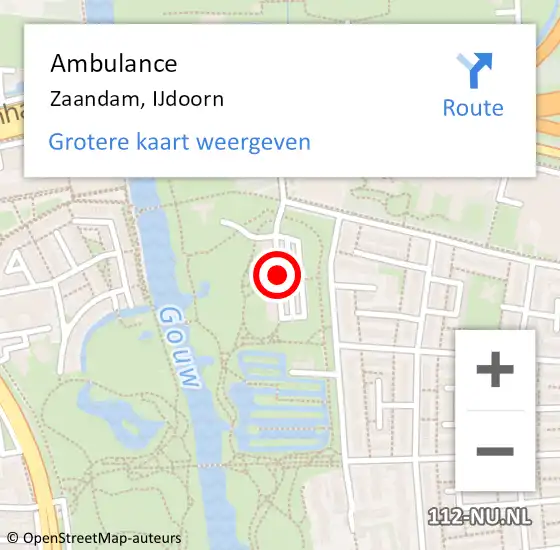 Locatie op kaart van de 112 melding: Ambulance Zaandam, IJdoorn op 29 juli 2019 13:33