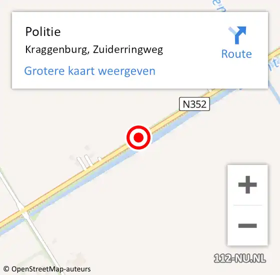 Locatie op kaart van de 112 melding: Politie Kraggenburg, Zuiderringweg op 29 juli 2019 14:12