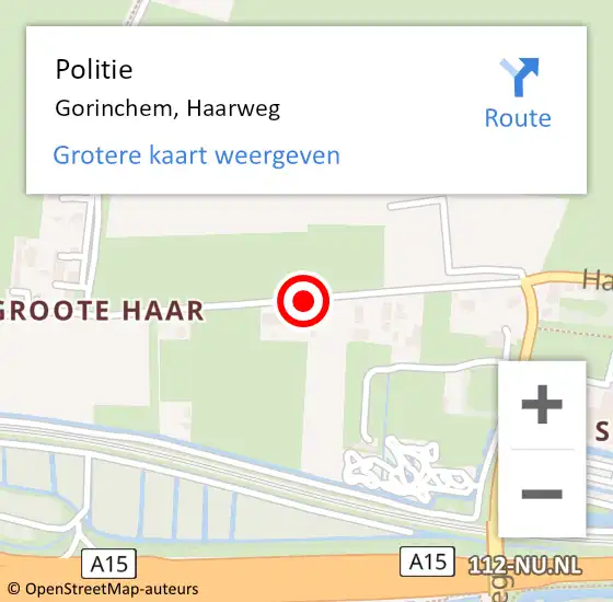 Locatie op kaart van de 112 melding: Politie Gorinchem, Haarweg op 29 juli 2019 14:42