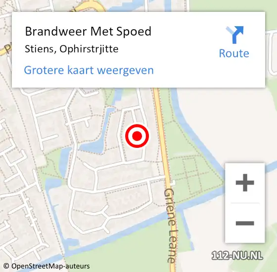 Locatie op kaart van de 112 melding: Brandweer Met Spoed Naar Stiens, Ophirstrjitte op 9 april 2014 08:11