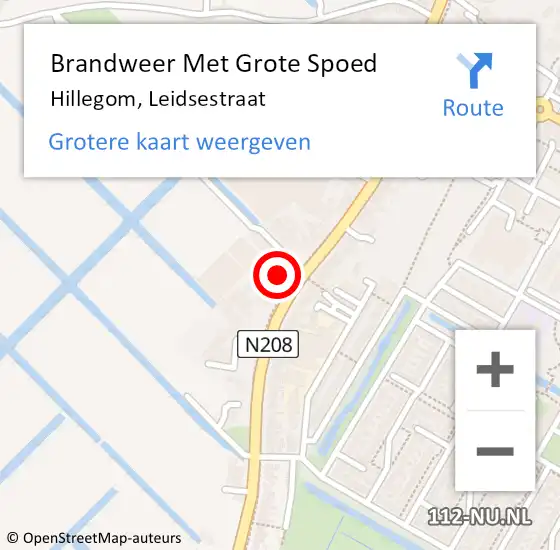 Locatie op kaart van de 112 melding: Brandweer Met Grote Spoed Naar Hillegom, Leidsestraat op 9 april 2014 08:13