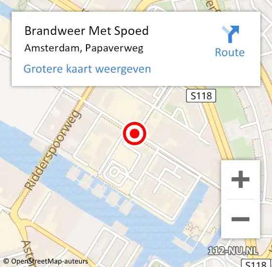 Locatie op kaart van de 112 melding: Brandweer Met Spoed Naar Amsterdam, Papaverweg op 29 juli 2019 17:00