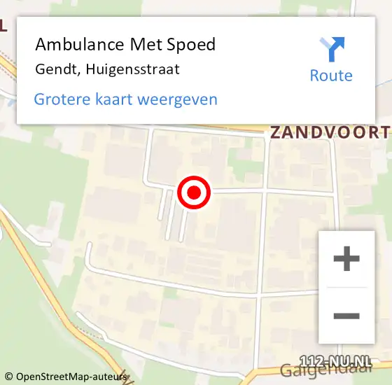 Locatie op kaart van de 112 melding: Ambulance Met Spoed Naar Gendt, Huigensstraat op 29 juli 2019 17:03