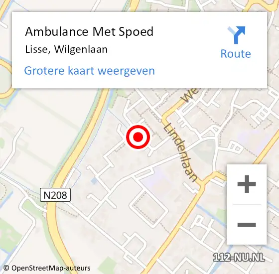 Locatie op kaart van de 112 melding: Ambulance Met Spoed Naar Lisse, Wilgenlaan op 29 juli 2019 17:10